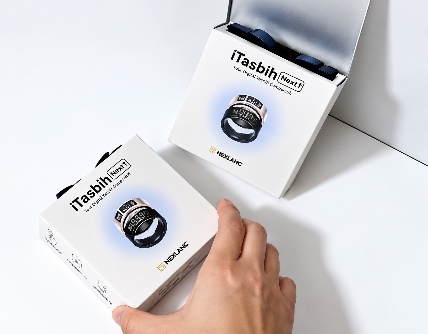 iTasbih Next+ Smart Digital Tasbih Ring – Zikr Counter with LED Display & Charging Case