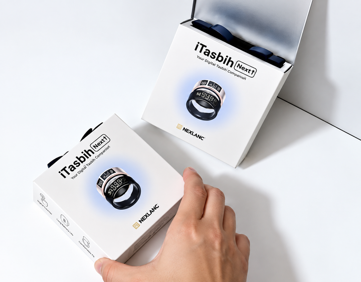 iTasbih Next+ Smart Digital Tasbih Ring – Zikr Counter with LED Display & Charging Case